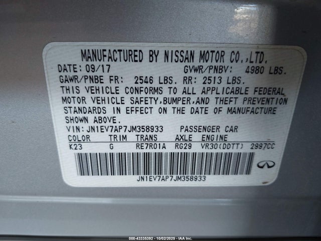 Infiniti 2018 2018 JN1EV7AP7JM358933 Image 9