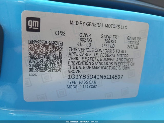 2022 CHEVROLET CORVETTE STINGRAY 1G1YB3D41N5114507 Photo 8