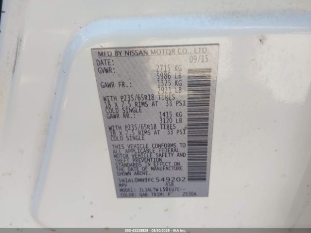 2015 INFINITI QX60 5N1AL0MN9FC549202 Photo 8