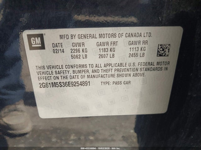 2014 CADILLAC XTS 2G61M5S36E9254891 Photo 8