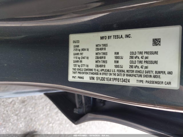 5YJ3E1EA1PF613424 Tesla Model 3 Rear-wheel Drive