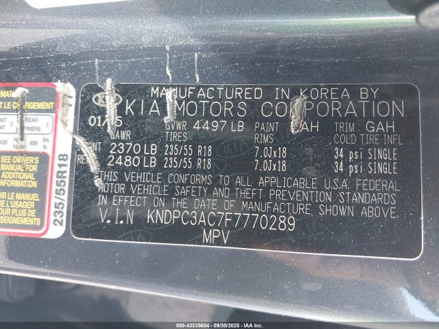 KNDPC3AC7F7770289 KIA dohc gdi theta ii