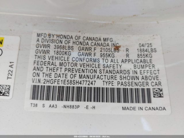 2025 HONDA CIVIC SI 2HGFE1E58SH477247 Photo 8