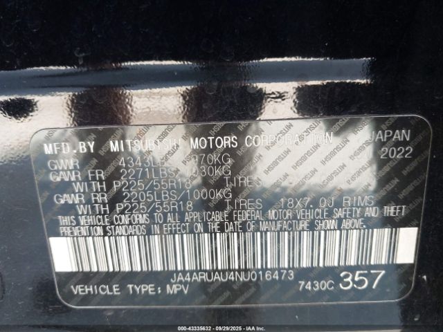 2022 MITSUBISHI OUTLANDER SPORT JA4ARUAU4NU016473 Photo 8