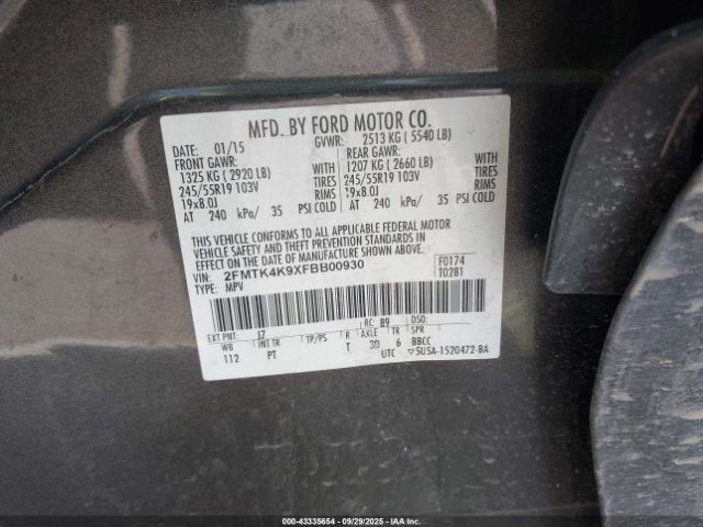 2015 FORD EDGE 2FMTK4K9XFBB00930 Photo 8