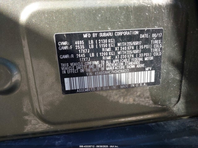 4S4BSAHC7H3426622 Subaru u5