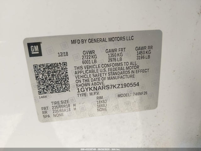 2019 CADILLAC XT5 1GYKNARS7KZ190554 Photo 8