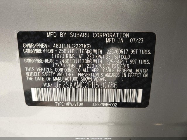 Subaru na u5 2023 JF2SKAMC2PH530786 Image 9