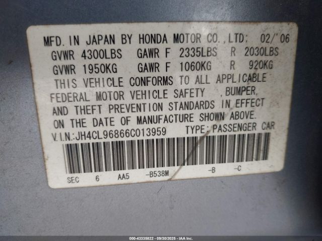 2006 ACURA TSX JH4CL96866C013959 Photo 8