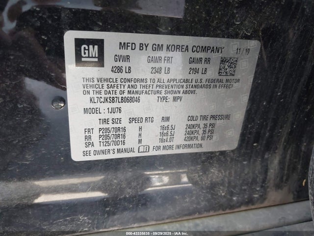 Chevrolet luv - mfi, variable valve timing, e85 max, alum 2020 KL7CJKSB7LB068046 Image 9