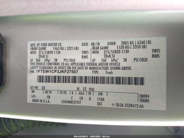 Ford F-150 Xlt 2018 1FTEW1CP3JKF27507 Image 9