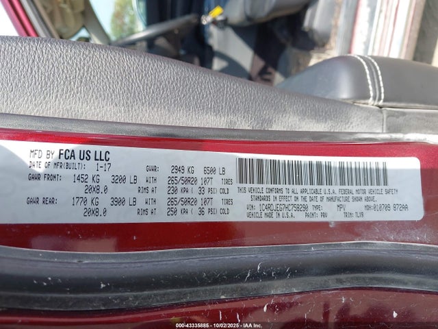 Dodge 2017 2017 1C4RDJEG7HC758290 Image 9