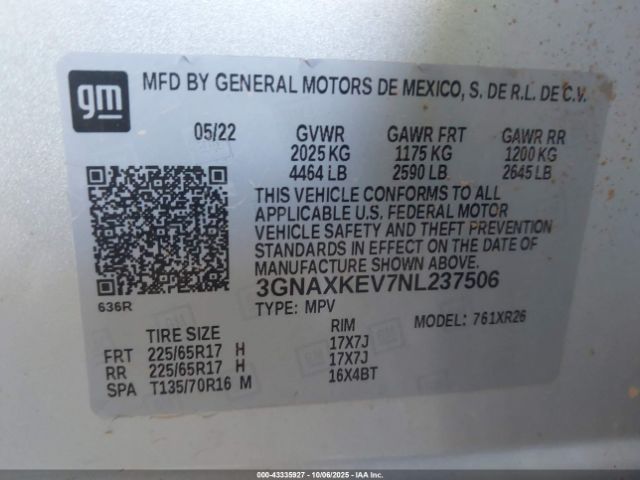 2022 CHEVROLET EQUINOX 3GNAXKEV7NL237506 Photo 8