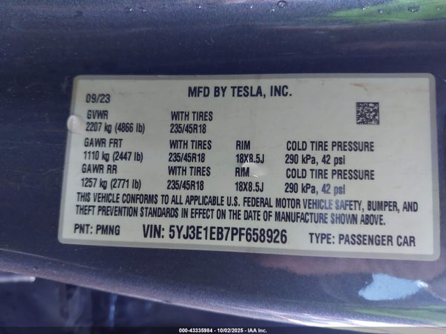 2023 TESLA MODEL 3 5YJ3E1EB7PF658926 Photo 8