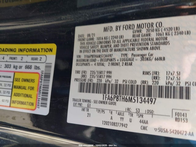 Ford Mustang 2021 1FA6P8TH6M5134497 Image 9