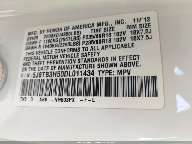 2013 ACURA RDX 5J8TB3H50DL011434 Photo 8