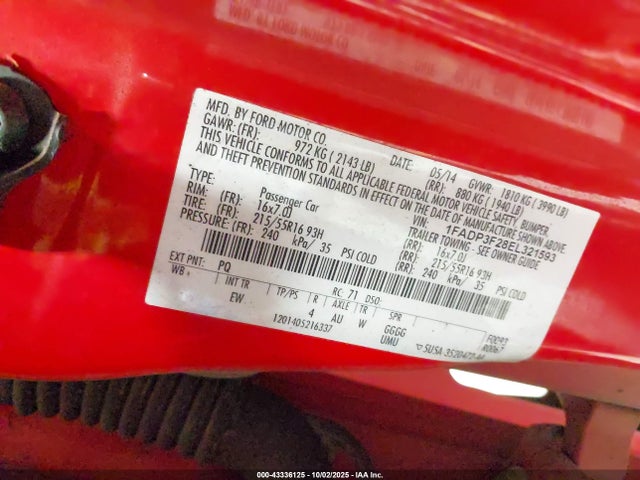 Ford Focus 2014 1FADP3F28EL321593 Image 9