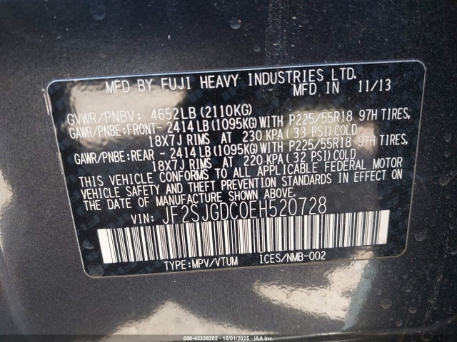 Subaru 2.5turbo u4 2014 JF2SJGDC0EH520728 Image 9