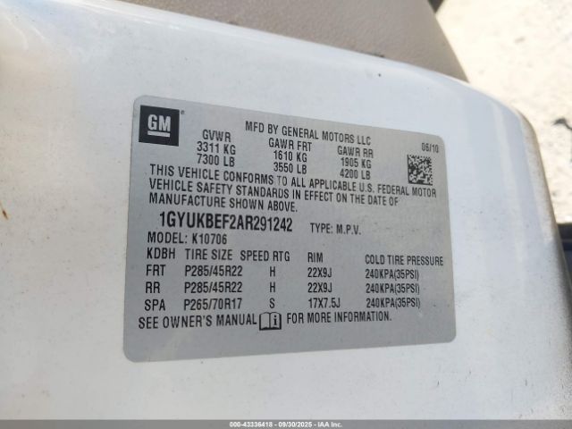 2010 CADILLAC ESCALADE 1GYUKBEF2AR291242 Photo 8