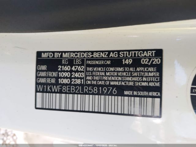 2020 MERCEDES-BENZ C 300 W1KWF8EB2LR581976 Photo 8