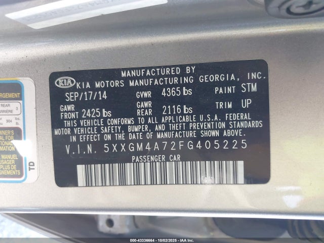 KIA dohc gdi theta ii 2015 5XXGM4A72FG405225 Image 9