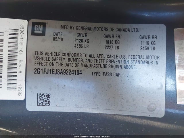 2010 CHEVROLET CAMARO 2G1FJ1EJ3A9224104 Photo 8