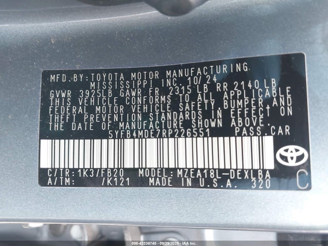 Toyota m20a-fks 2024 5YFB4MDE7RP226551 Image 9