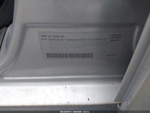 2005 AUDI A4 WAULT68E45A064919 Photo 8