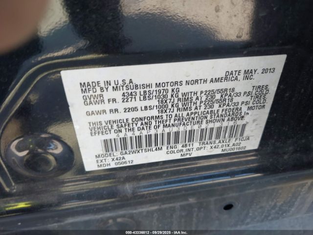 2013 MITSUBISHI OUTLANDER SPORT 4A4AP3AU3DE021316 Photo 8