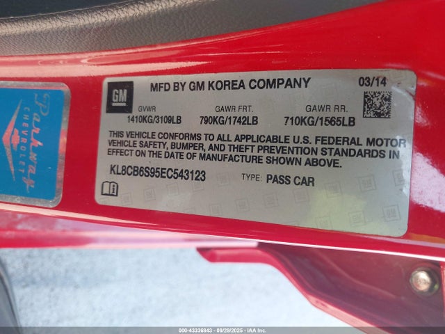 Chevrolet ll0 2014 KL8CB6S95EC543123 Image 9