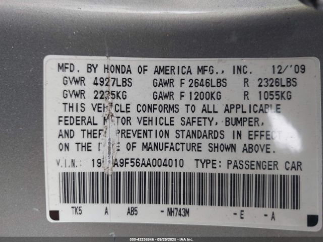 2010 ACURA TL 19UUA9F56AA004010 Photo 8