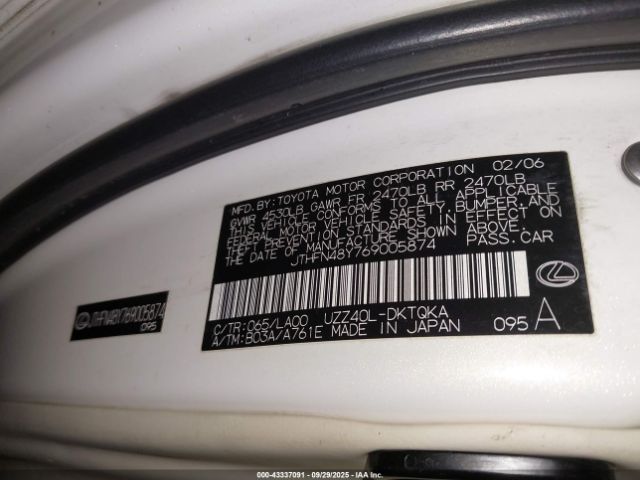 2006 LEXUS SC 430 JTHFN48Y769005874 Photo 8