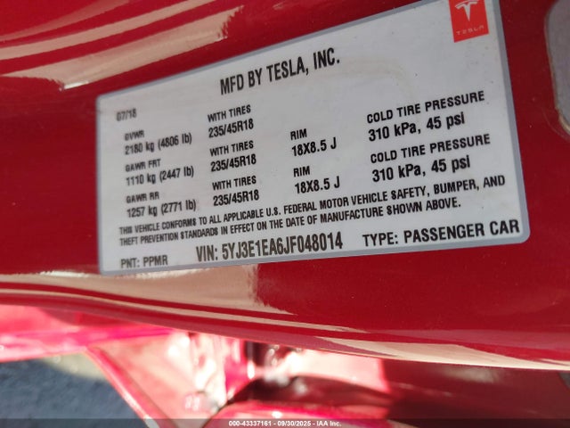 2018 TESLA MODEL 3 5YJ3E1EA6JF048014 Photo 8