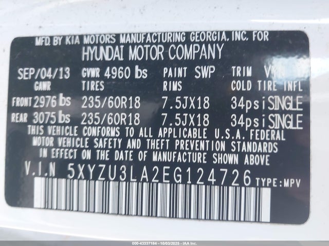 5XYZU3LA2EG124726 Hyundai t-gdi theta