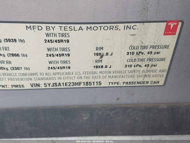2017 TESLA MODEL S 5YJSA1E23HF185115 Photo 8