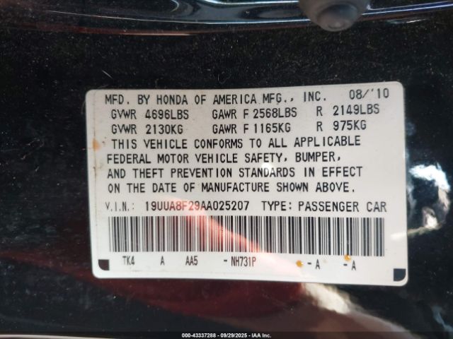 2010 ACURA TL 19UUA8F29AA025207 Photo 8