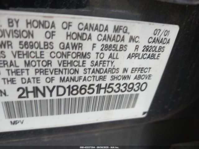 2001 ACURA MDX 2HNYD18651H533930 Photo 8