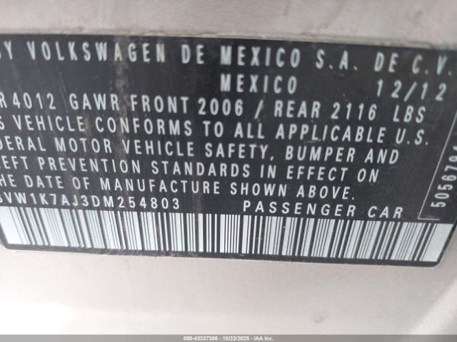 2013 VOLKSWAGEN JETTA 3VW1K7AJ3DM254803 Photo 8