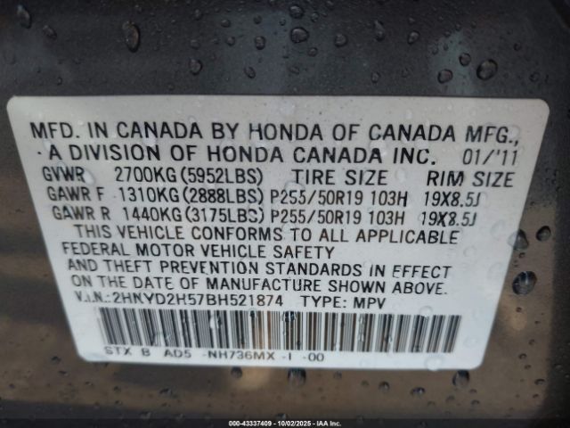 2011 ACURA MDX 2HNYD2H57BH521874 Photo 8