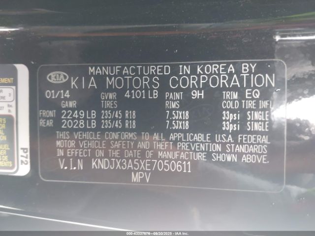 2014 KIA SOUL KNDJX3A5XE7050611 Photo 8