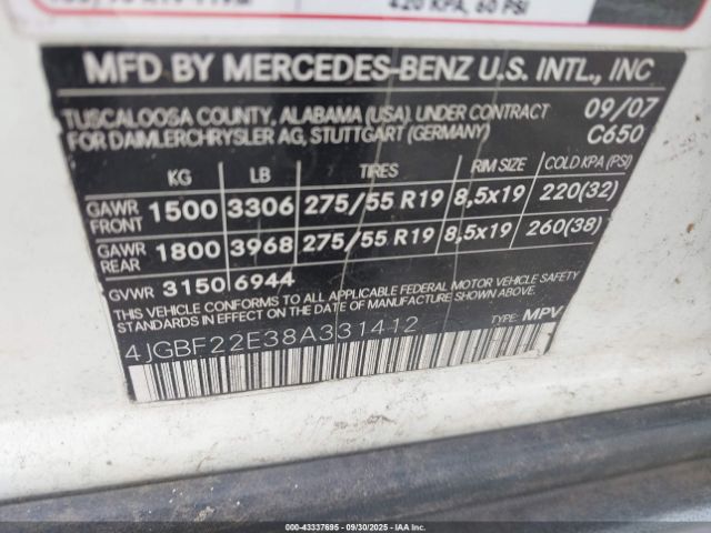 2008 MERCEDES-BENZ GL 320 CDI 4JGBF22E38A331412 Photo 8