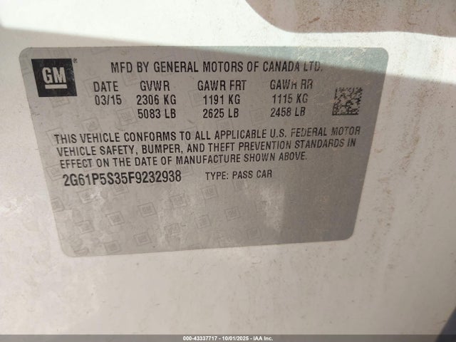 2015 CADILLAC XTS 2G61P5S35F9232938 Photo 8