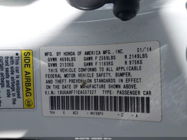 2014 ACURA TL 19UUA8F71EA007527 Photo 8