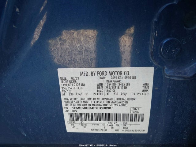 1FMSK8DH4PGB13898 Ford ti-vct