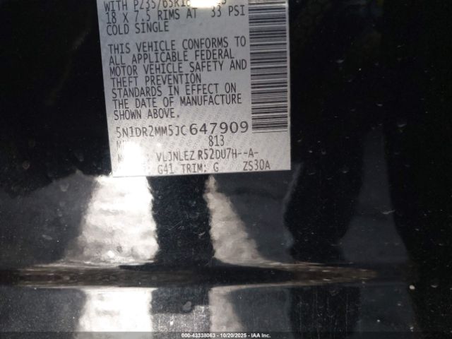 2018 NISSAN PATHFINDER 5N1DR2MM5JC647909 Photo 8