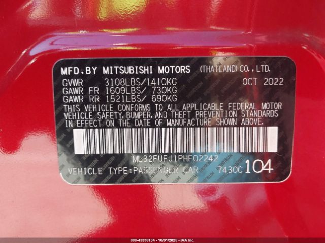 2023 MITSUBISHI MIRAGE G4 ML32FUFJ1PHF02242 Photo 8