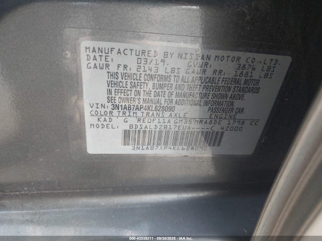 Nissan Sentra 2019 3N1AB7AP4KL628090 Image 9