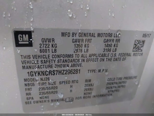 2017 CADILLAC XT5 1GYKNCRS7HZ296281 Photo 8