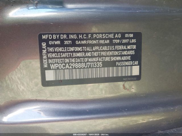 2008 PORSCHE BOXSTER WP0CA29888U711335 Photo 8