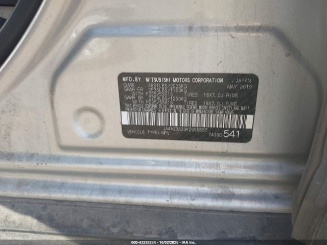 2019 MITSUBISHI OUTLANDER JA4AZ3A30KZ055657 Photo 8